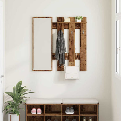 vidaXL Wall-Mounted Coat Rack Wall-Mounted Old Wood 100 x 10 x 100 cm 4