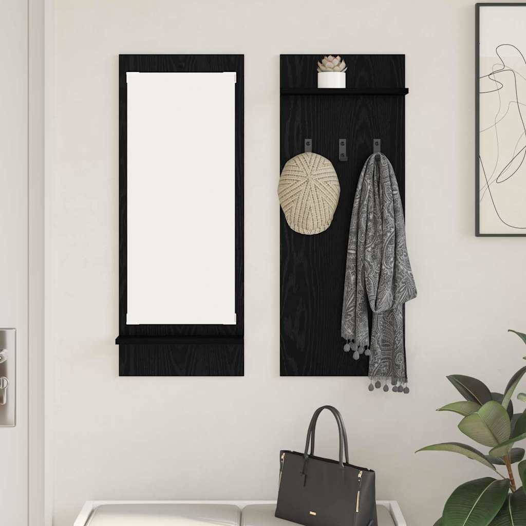 vidaXL Wall-Mounted Coat Rack Wall-Mounted Black Oak 70 x 10 x 90 cm 1