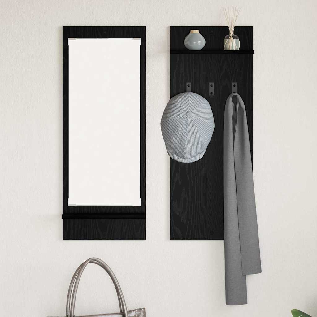 vidaXL Wall-Mounted Coat Rack Wall-Mounted Black Oak 70 x 10 x 90 cm 4