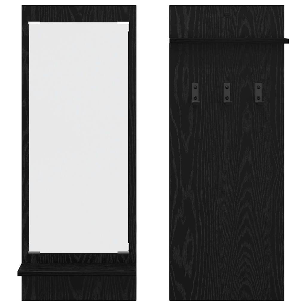 vidaXL Wall-Mounted Coat Rack Wall-Mounted Black Oak 70 x 10 x 90 cm 5