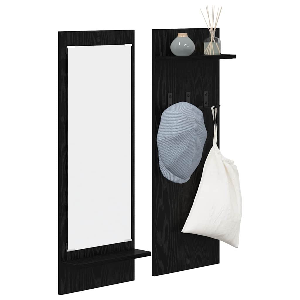 vidaXL Wall-Mounted Coat Rack Wall-Mounted Black Oak 70 x 10 x 90 cm 3