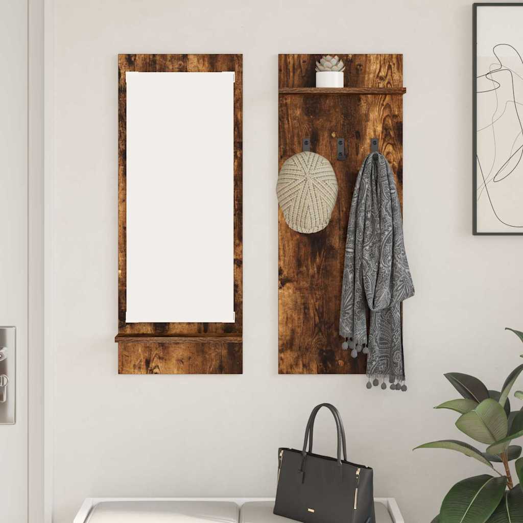 vidaXL Wall-Mounted Coat Rack Wall-Mounted Smoked Oak 70 x 10 x 90 cm 1
