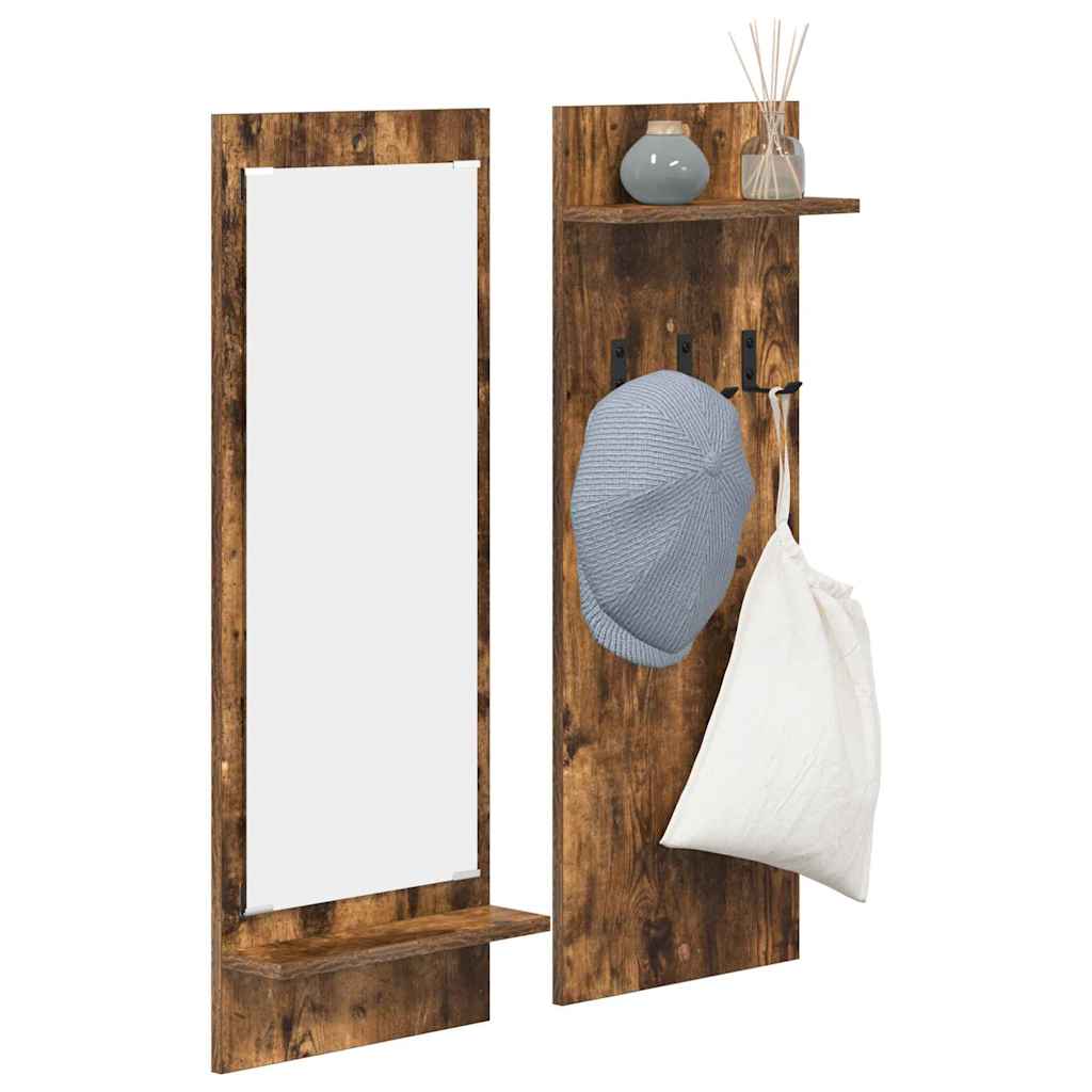 vidaXL Wall-Mounted Coat Rack Wall-Mounted Smoked Oak 70 x 10 x 90 cm 3