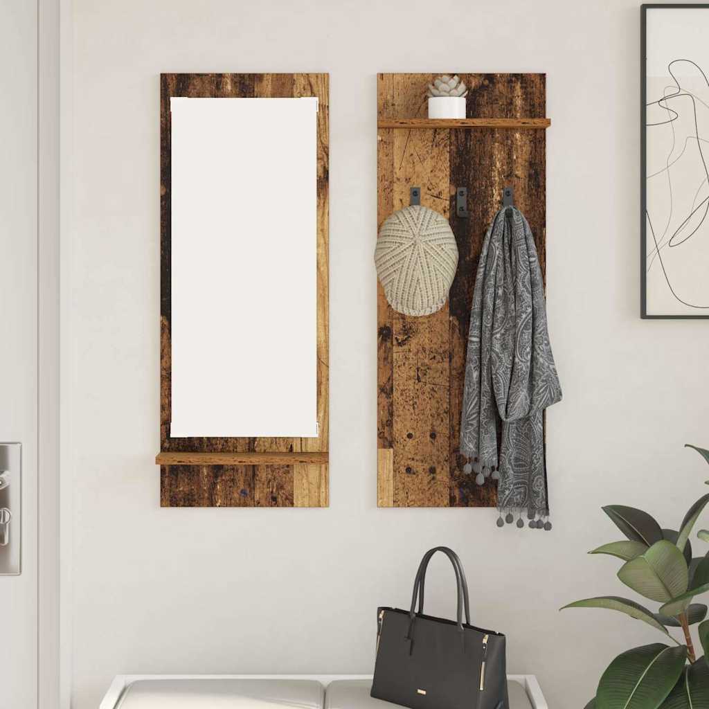 vidaXL Wall-Mounted Coat Rack Wall-Mounted Old Wood 70 x 10 x 90 cm 1