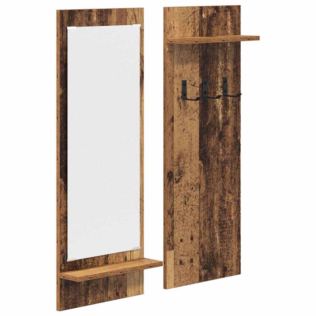 vidaXL Wall-Mounted Coat Rack Wall-Mounted Old Wood 70 x 10 x 90 cm 2