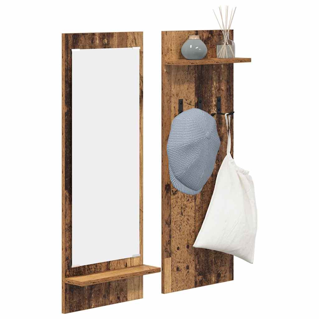 vidaXL Wall-Mounted Coat Rack Wall-Mounted Old Wood 70 x 10 x 90 cm 3