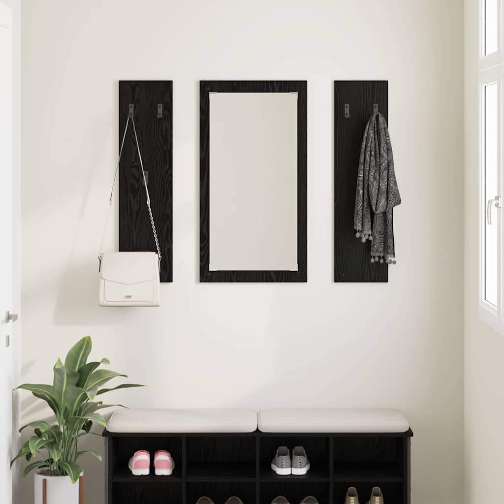 vidaXL Wall-Mounted Coat Rack Wall-Mounted Black Oak 96 x 1.5 x 90 cm 4