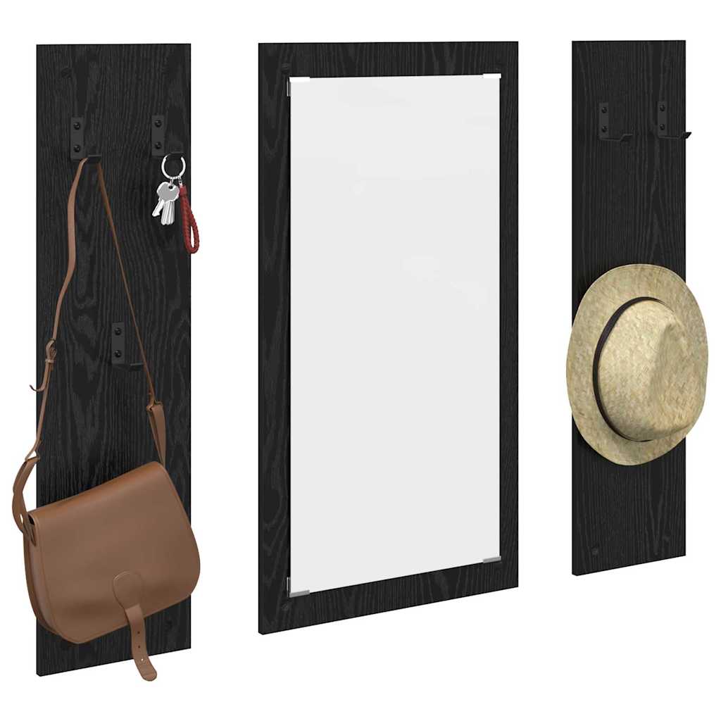 vidaXL Wall-Mounted Coat Rack Wall-Mounted Black Oak 96 x 1.5 x 90 cm 3