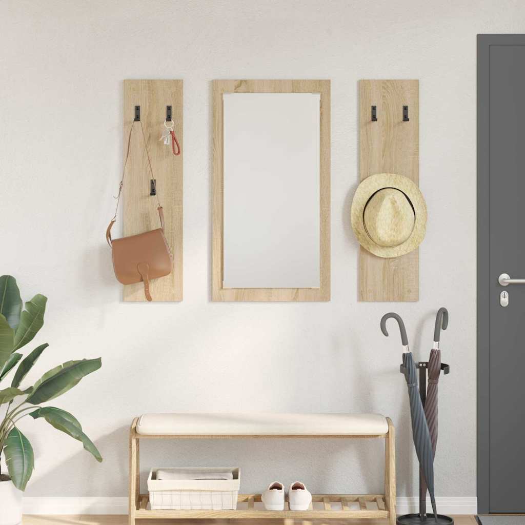 vidaXL Wall-Mounted Coat Rack Wall-Mounted Sonoma Oak 96 x 1.5 x 90 cm 1