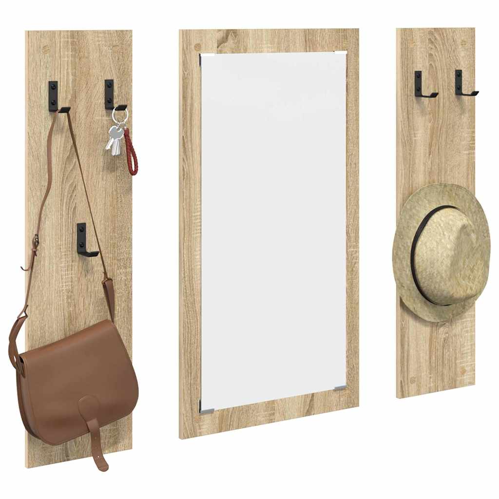 vidaXL Wall-Mounted Coat Rack Wall-Mounted Sonoma Oak 96 x 1.5 x 90 cm 3