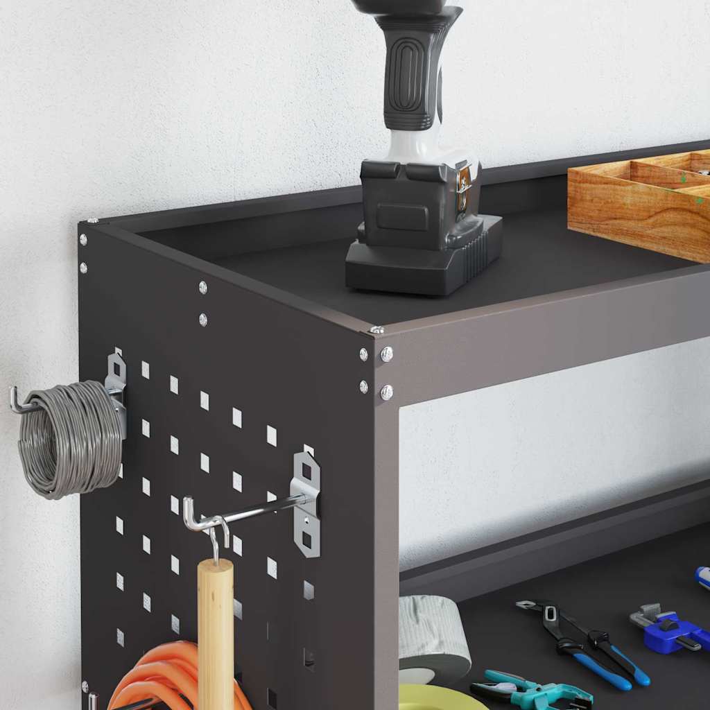 vidaXL Tool Trolley with Shelf Black 75 x 35 x 73 cm Cold-rolled Steel 4