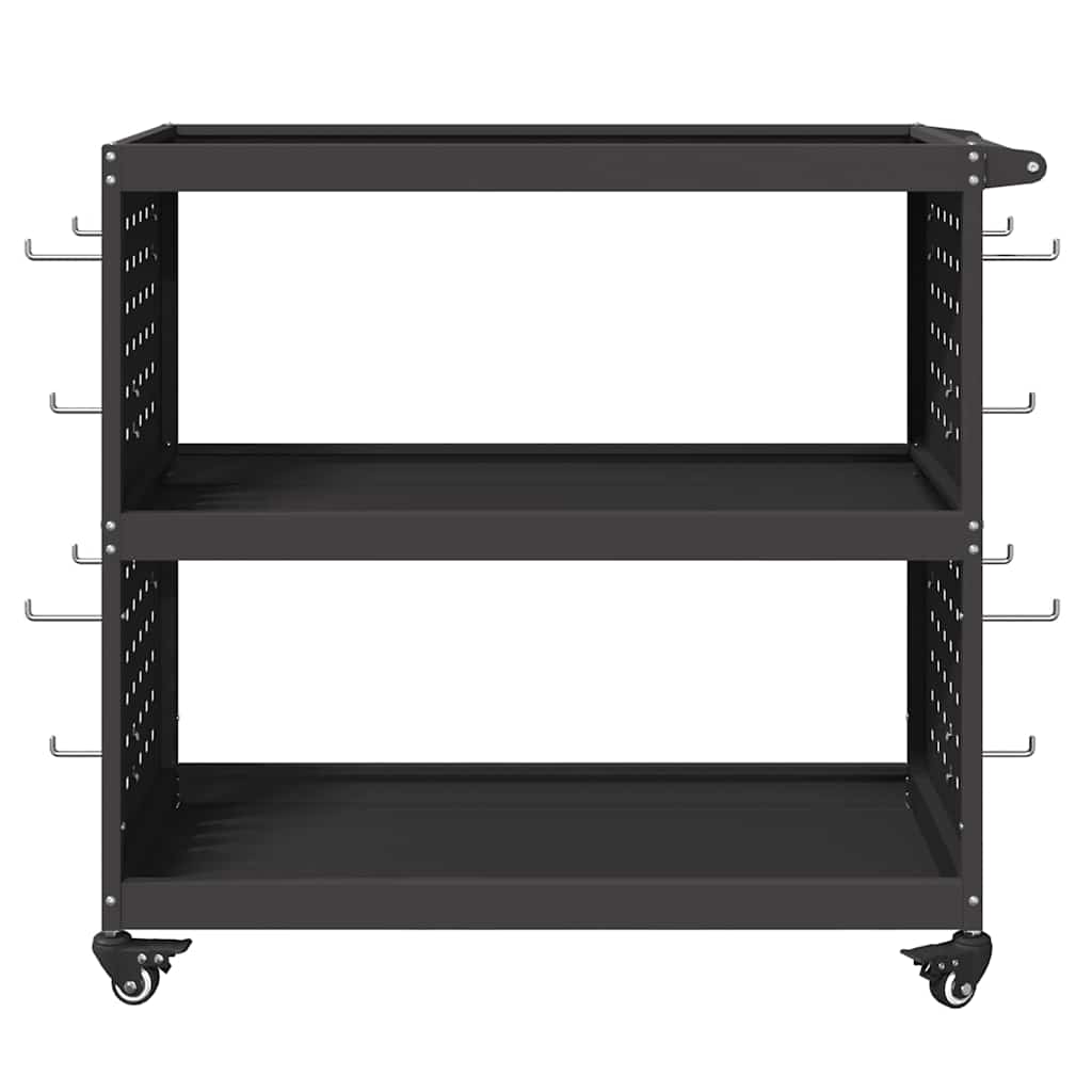 vidaXL Tool Trolley with Shelf Black 75 x 35 x 73 cm Cold-rolled Steel 5