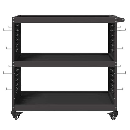 vidaXL Tool Trolley with Shelf Black 75 x 35 x 73 cm Cold-rolled Steel 5