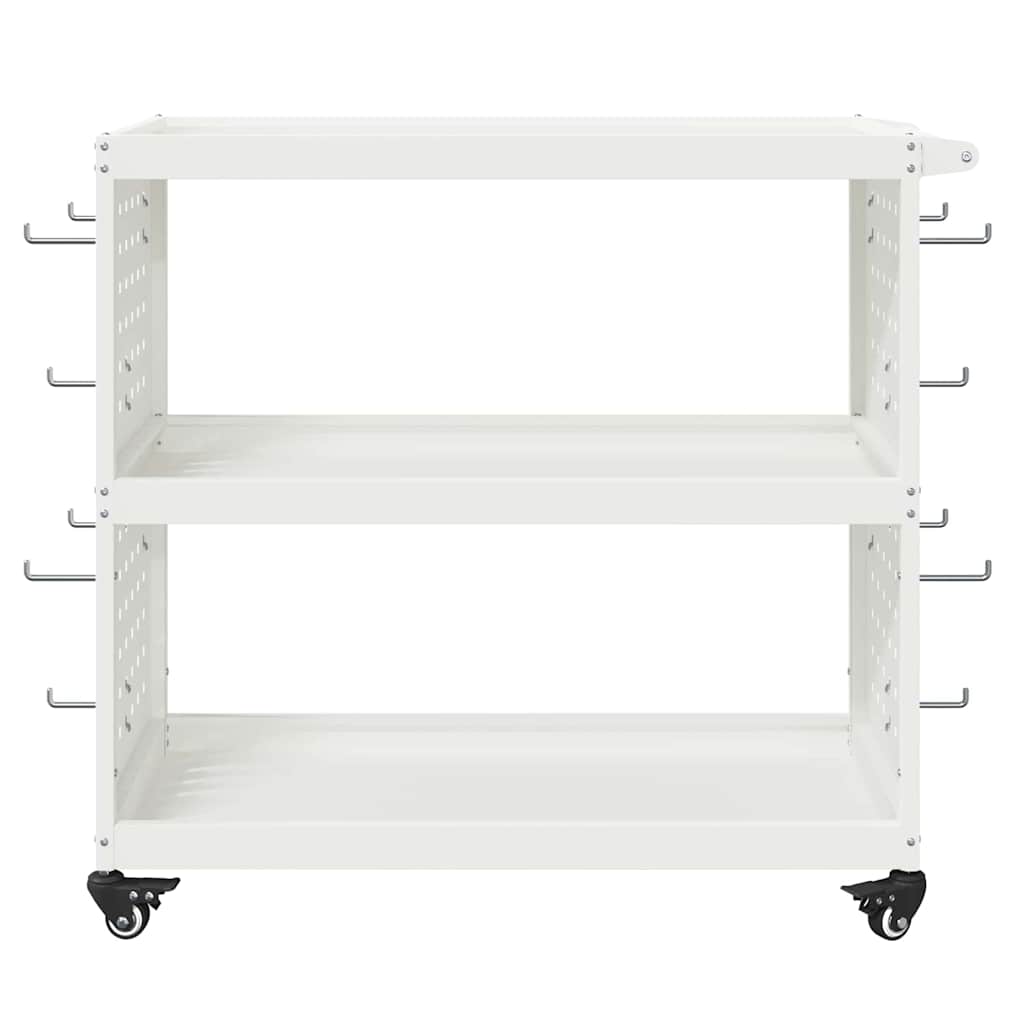 vidaXL Tool Trolley with Shelf White 75 x 35 x 73 cm Cold-rolled Steel 5