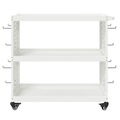 vidaXL Tool Trolley with Shelf White 75 x 35 x 73 cm Cold-rolled Steel 5