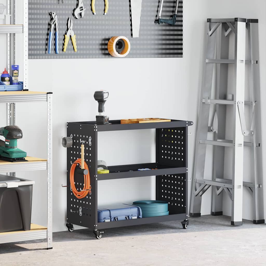 vidaXL Tool Trolley Anthracite 75 x 35 x 73 cm Cold-rolled Steel 1