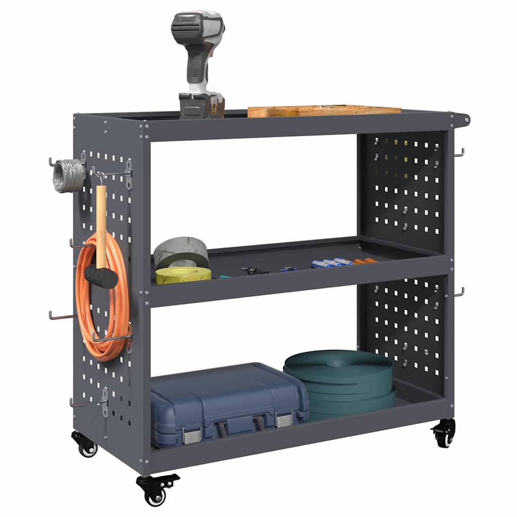 vidaXL Tool Trolley Anthracite 75 x 35 x 73 cm Cold-rolled Steel 3