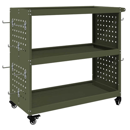 vidaXL Tool Trolley Olive Green 75 x 35 x 73 cm Cold-rolled Steel 2
