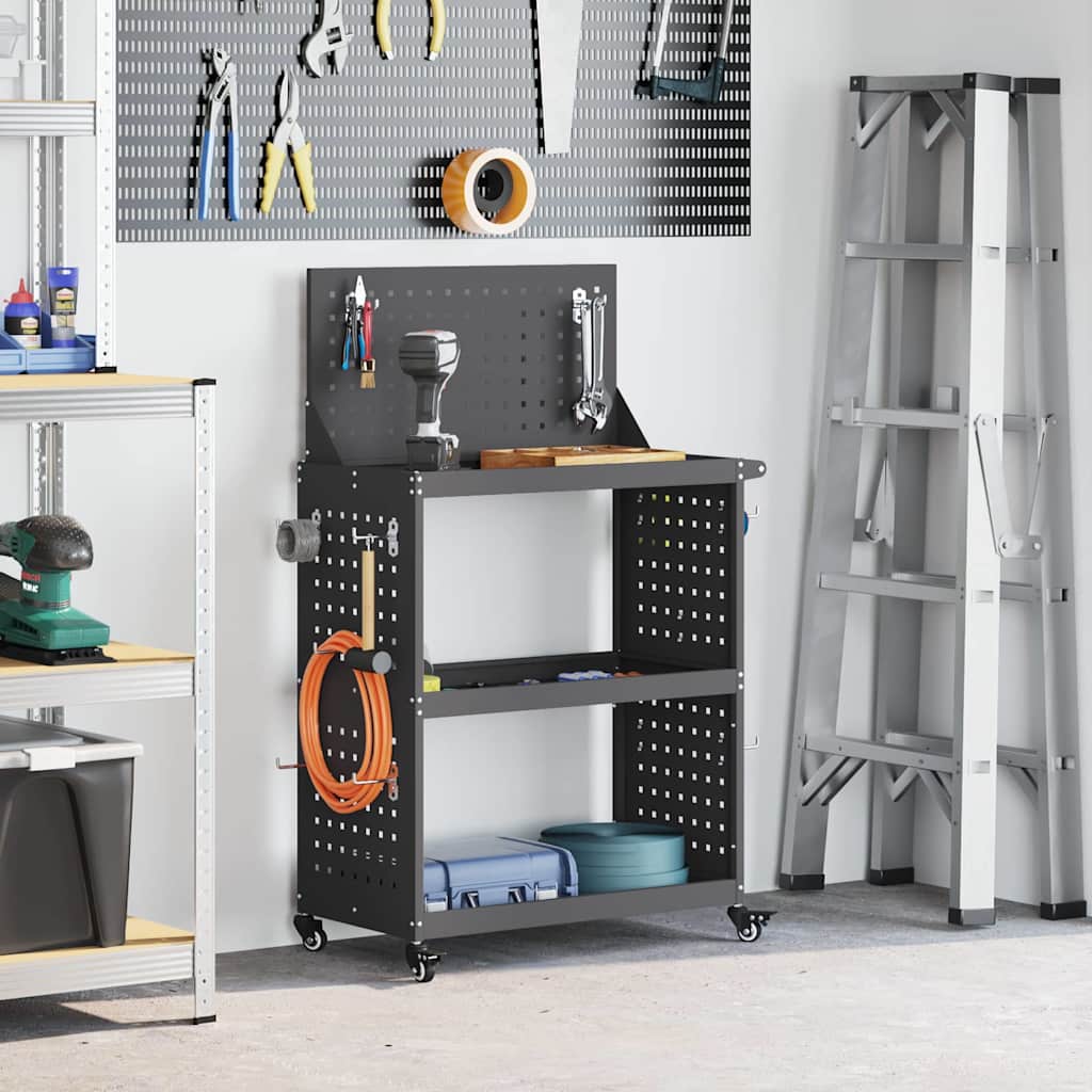 vidaXL Tool Trolley Black 65 x 35 x 111 cm Cold-rolled Steel 1