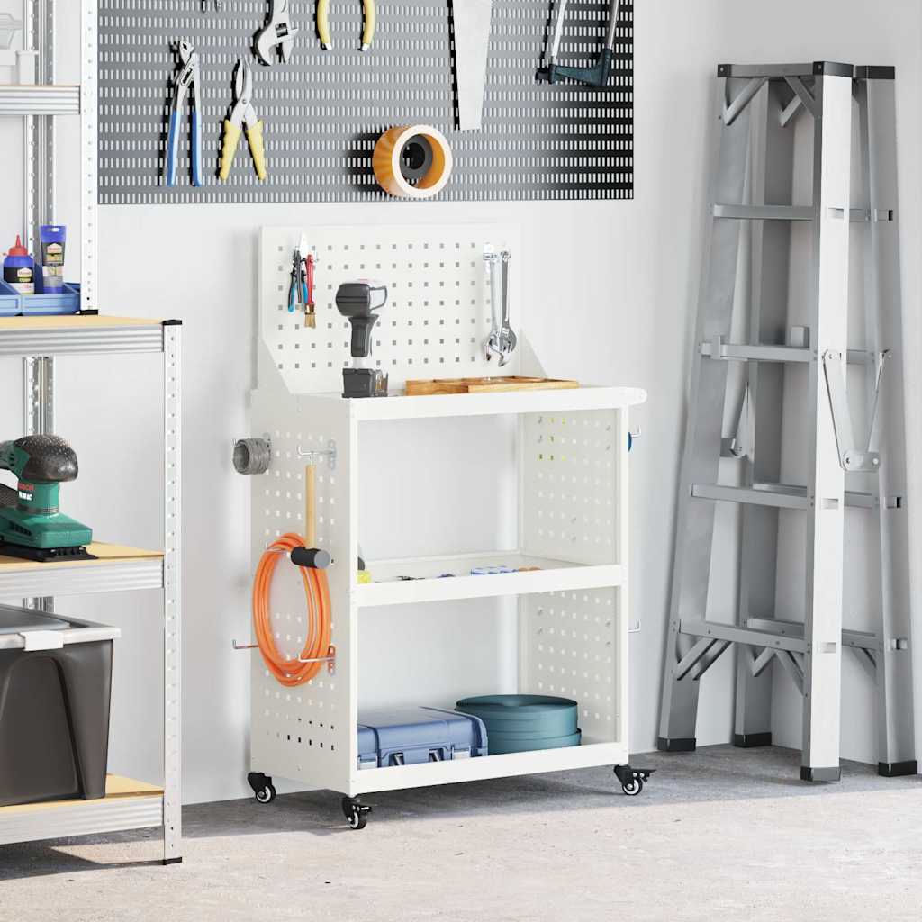 vidaXL Tool Trolley White 65 x 35 x 111 cm Cold-rolled Steel 1