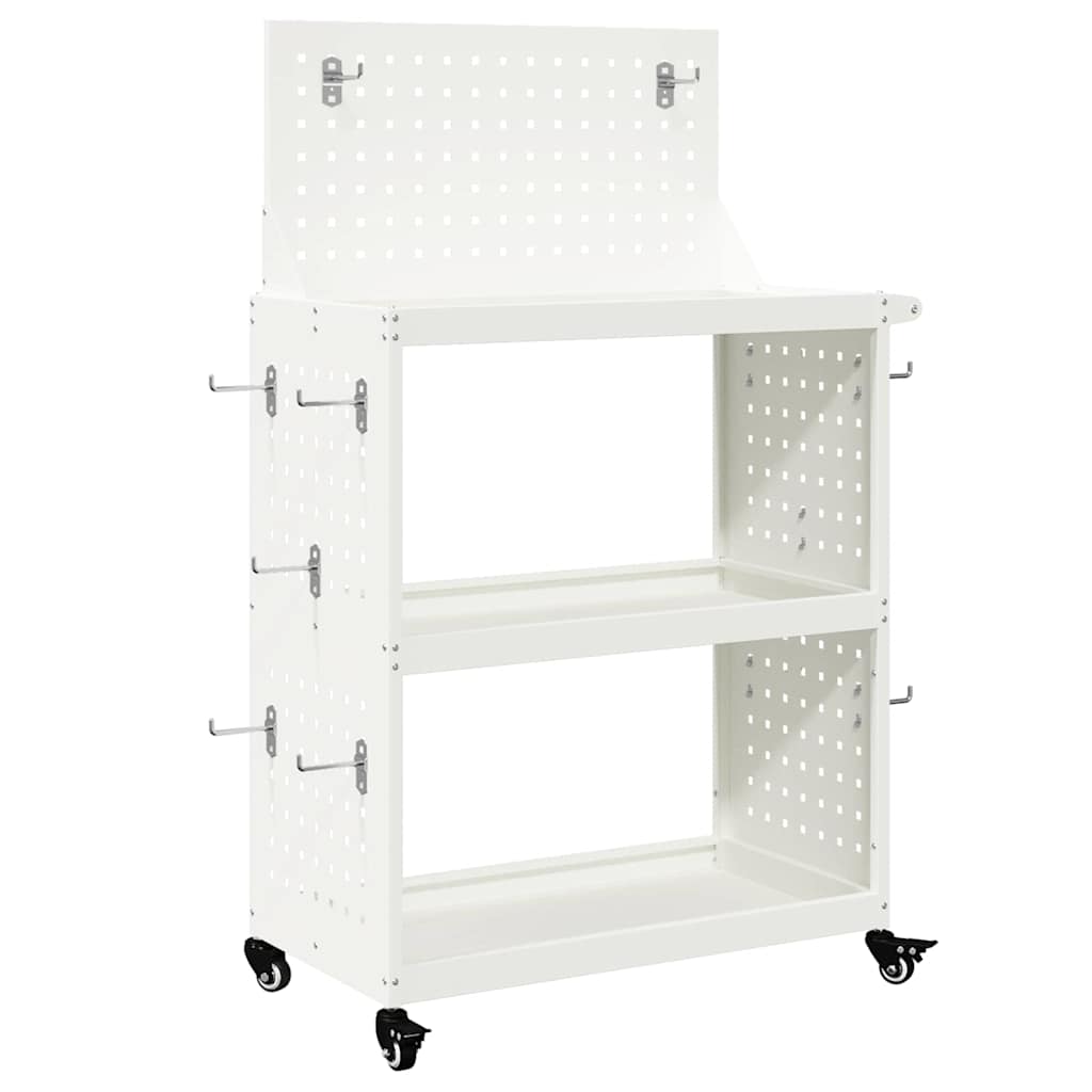 vidaXL Tool Trolley White 65 x 35 x 111 cm Cold-rolled Steel 2