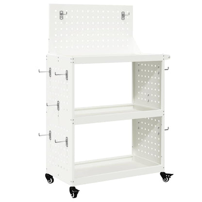 vidaXL Tool Trolley White 65 x 35 x 111 cm Cold-rolled Steel 2