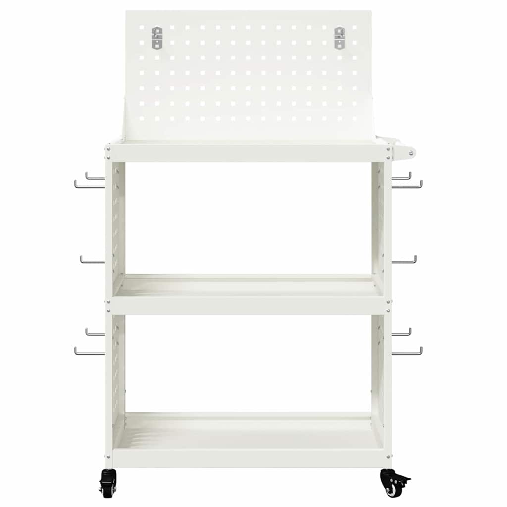 vidaXL Tool Trolley White 65 x 35 x 111 cm Cold-rolled Steel 5