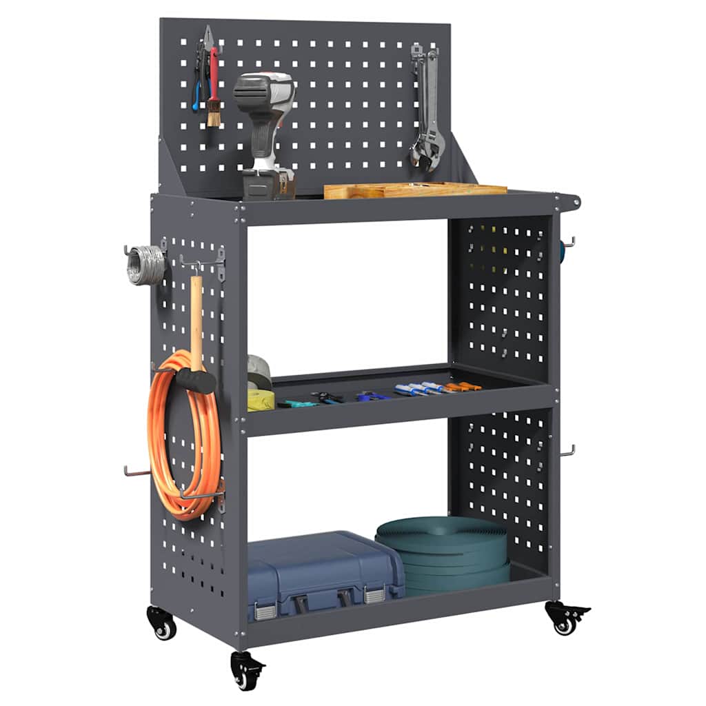 vidaXL Tool Trolley Anthracite 65 x 35 x 111 cm Cold-rolled Steel 3