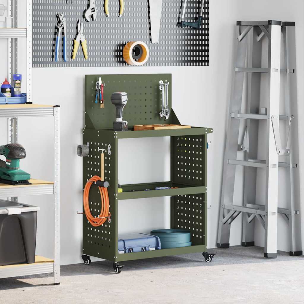 vidaXL Tool Trolley Olive Green 65 x 35 x 111 cm Cold-rolled Steel 1