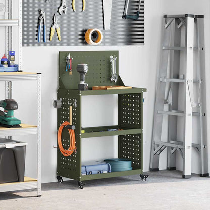 vidaXL Tool Trolley Olive Green 65 x 35 x 111 cm Cold-rolled Steel 1