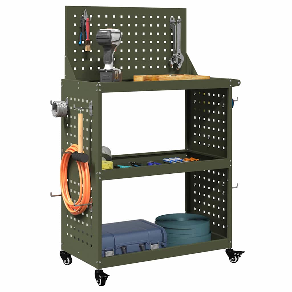 vidaXL Tool Trolley Olive Green 65 x 35 x 111 cm Cold-rolled Steel 3