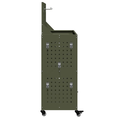 vidaXL Tool Trolley Olive Green 65 x 35 x 111 cm Cold-rolled Steel 6