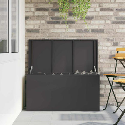 Garden Storage Cushion Box Galvanised Steel 100 x 50.5 x 50 cm Black