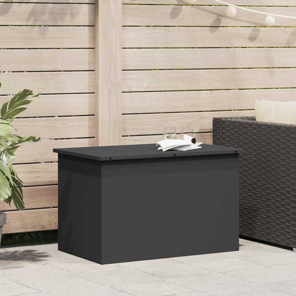 Garden Storage Cushion Box Galvanised Steel 80 x 50.5 x 50 cm Black