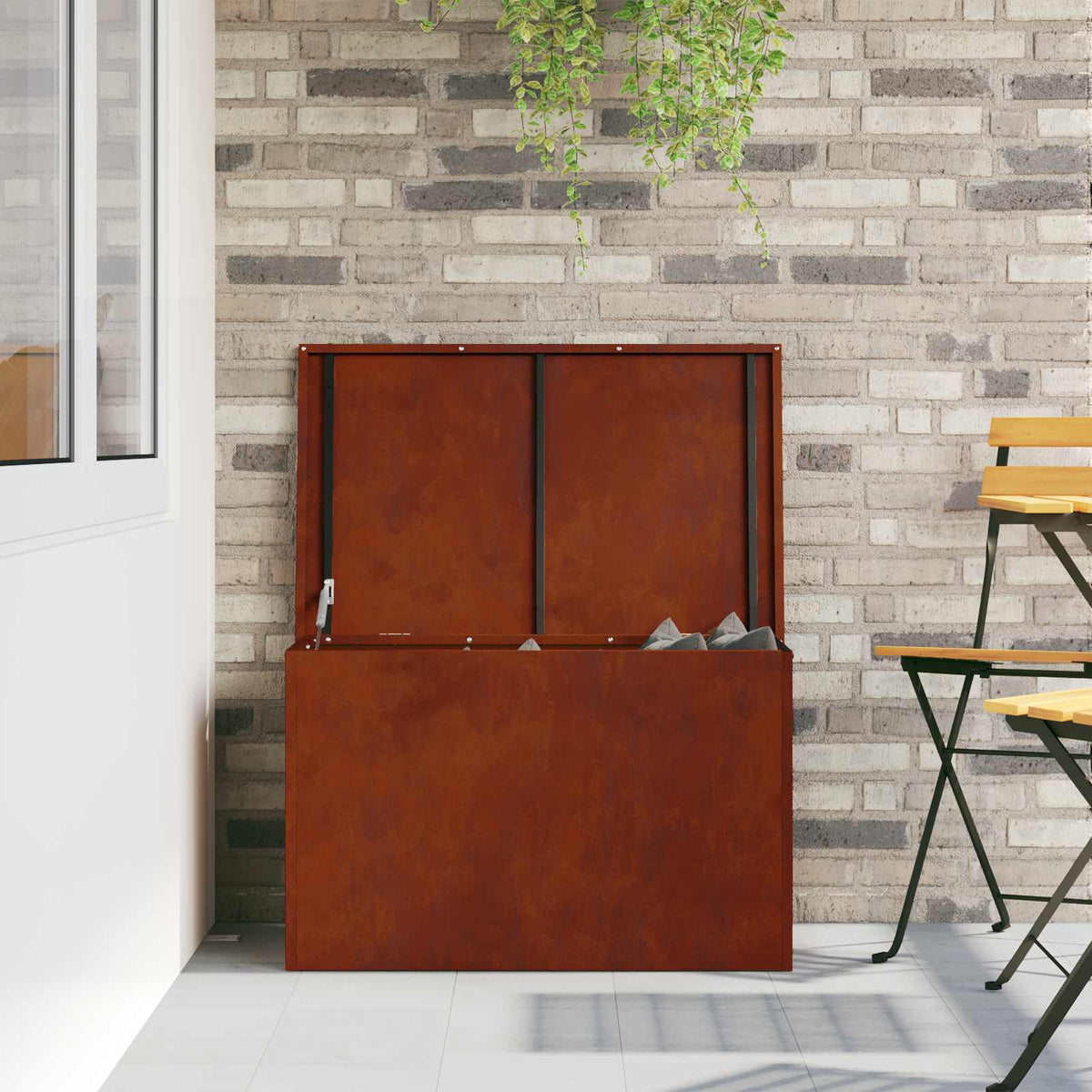 Garden Storage Cushion Box Galvanised Steel 80 x 50.5 x 50 cm Weathering steel