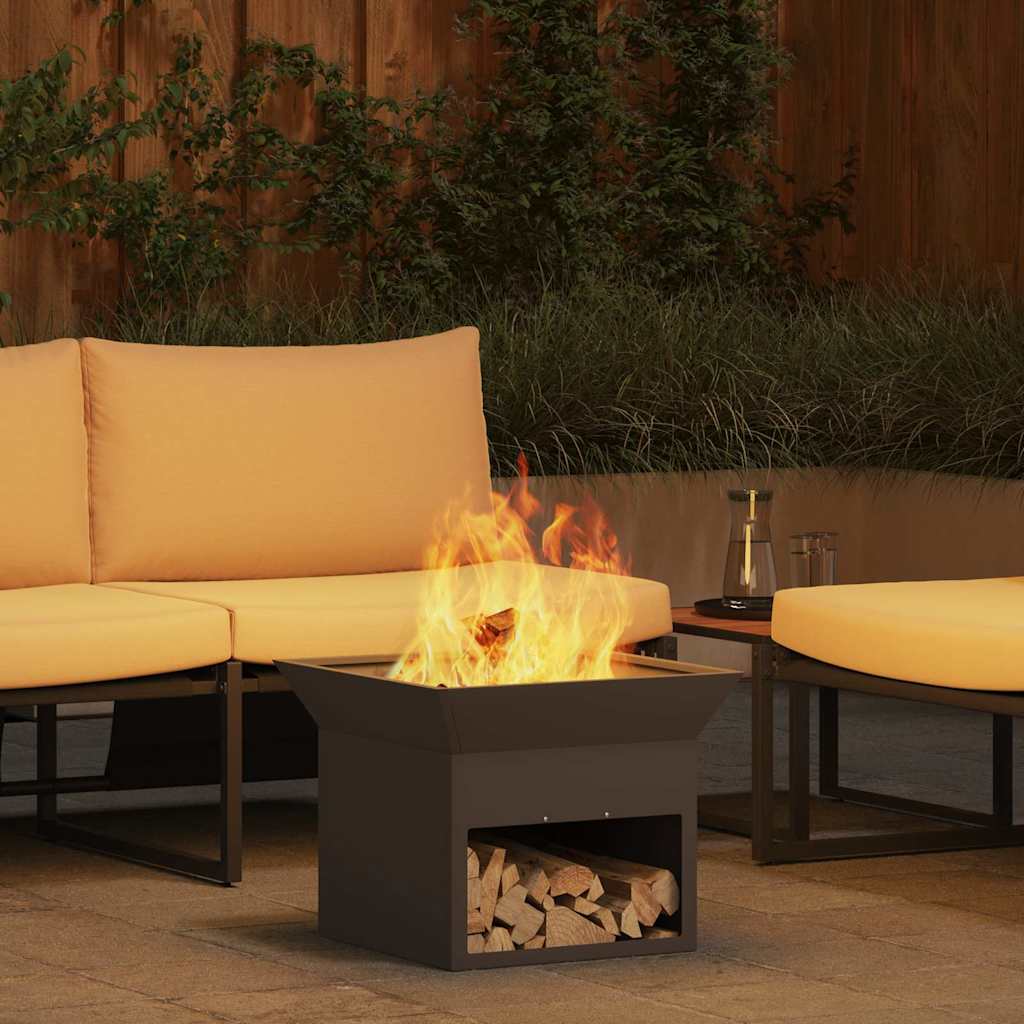 vidaXL Fire Pit Black 50 x 50 x 40 cm Steel 1