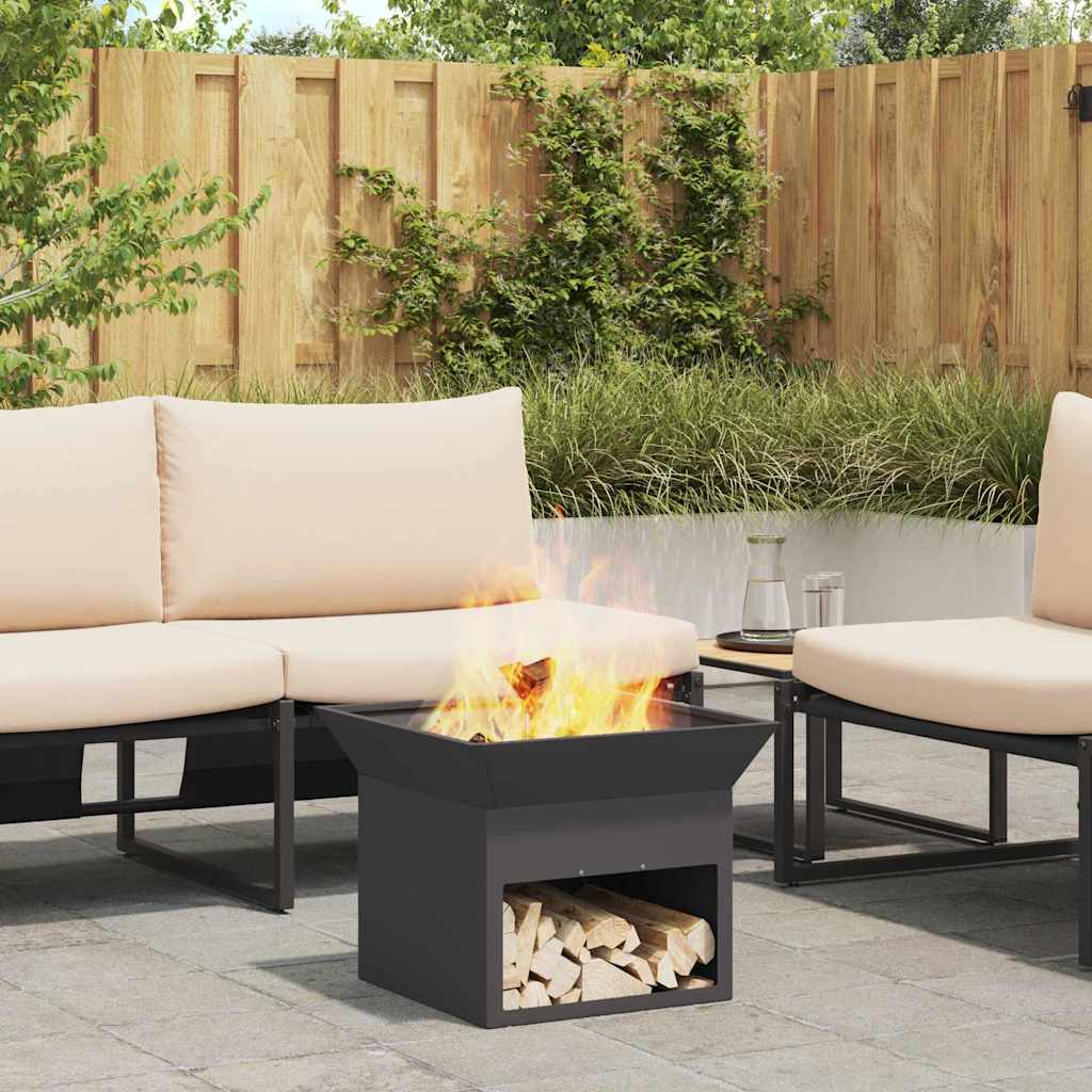 vidaXL Fire Pit Black 50 x 50 x 40 cm Steel 4