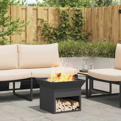 vidaXL Fire Pit Black 50 x 50 x 40 cm Steel 4