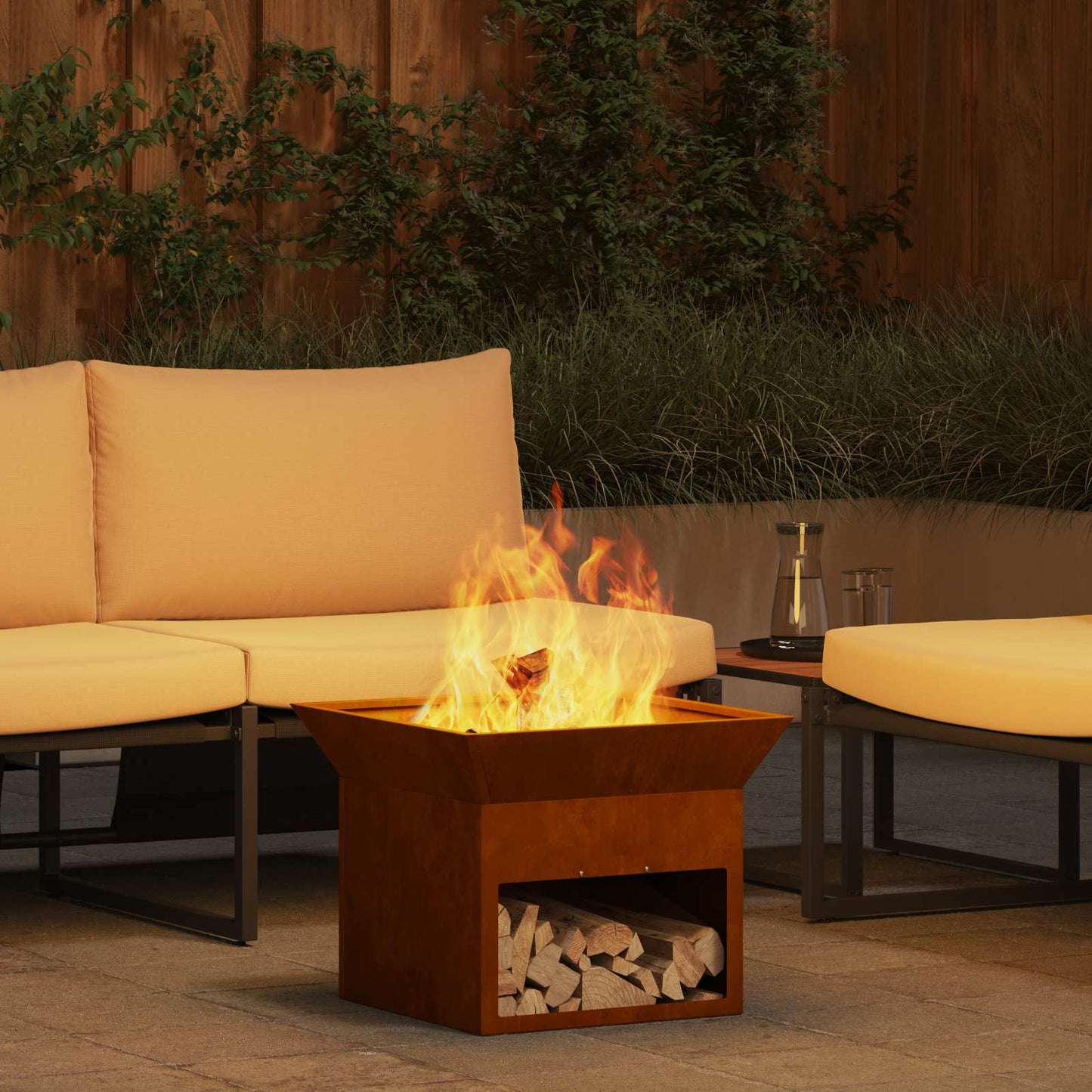 vidaXL Fire Pit Rusty 50 x 50 x 40 cm Weathering steel 1
