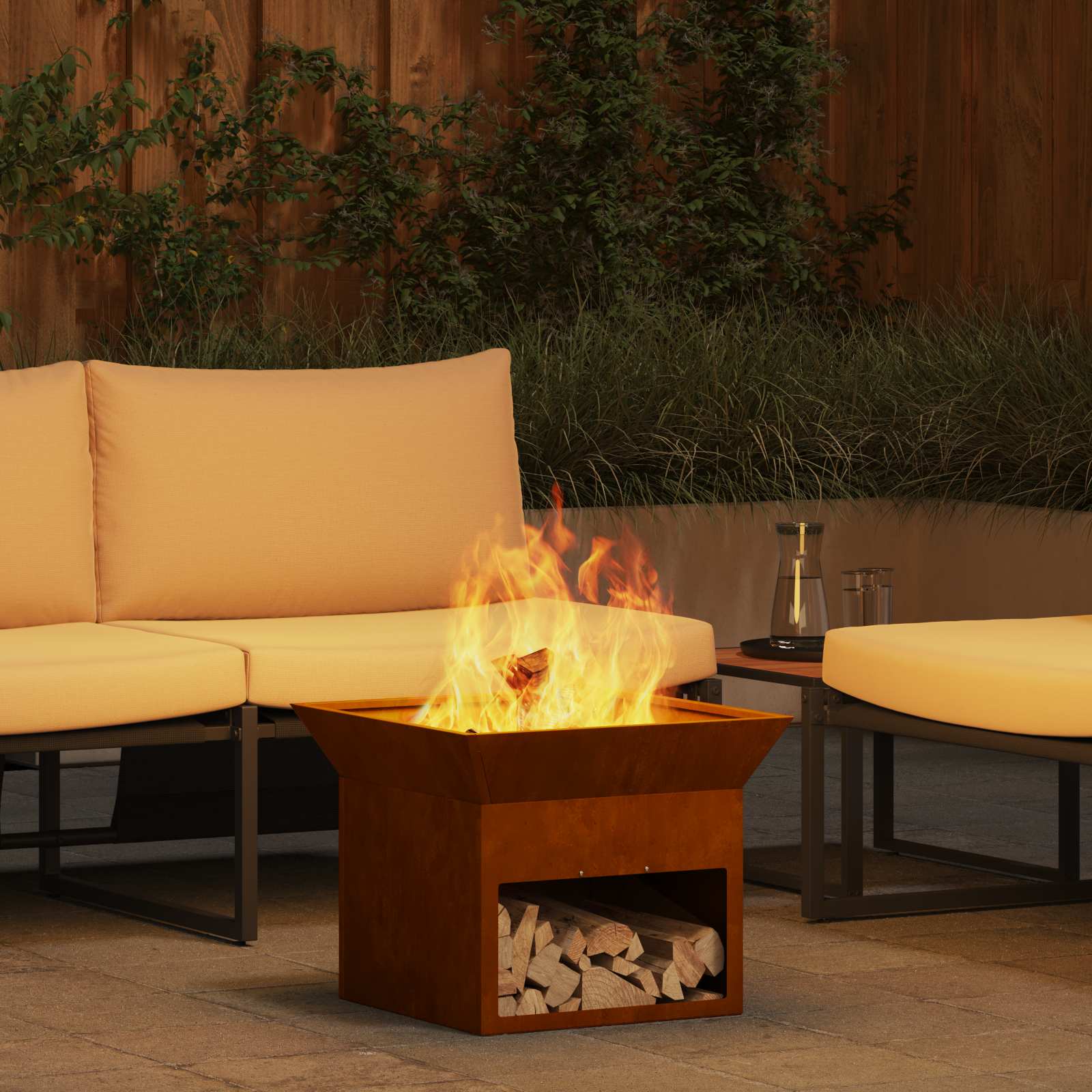 vidaXL Fire Pit Rusty 50 x 50 x 40 cm Weathering steel 1