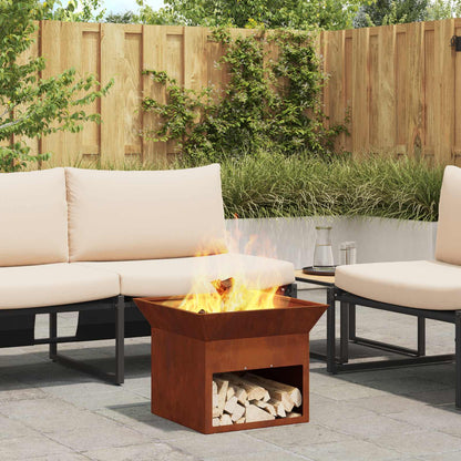 vidaXL Fire Pit Rusty 50 x 50 x 40 cm Weathering steel 4
