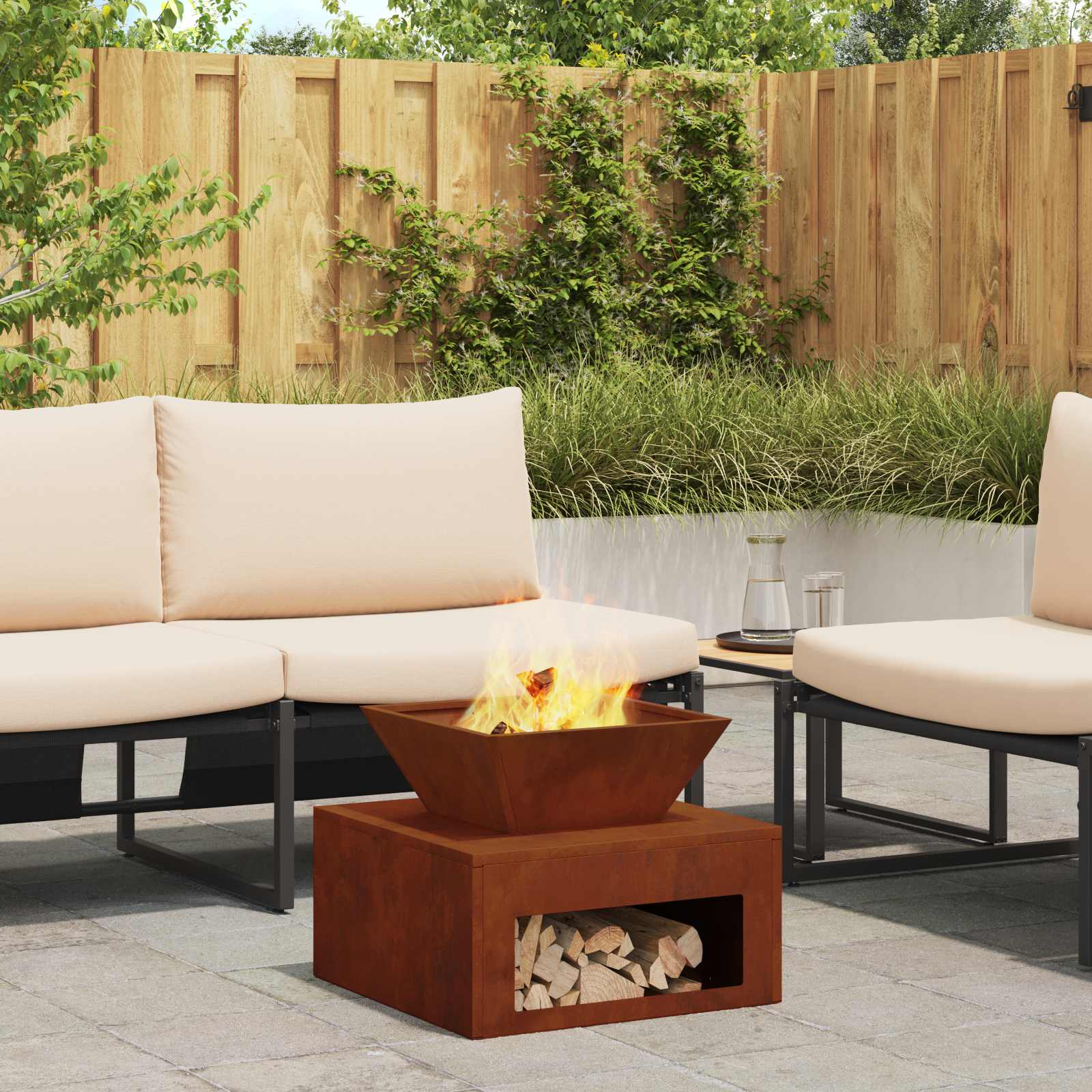 vidaXL Fire Pit Rusty 50 x 50 x 40 cm 4