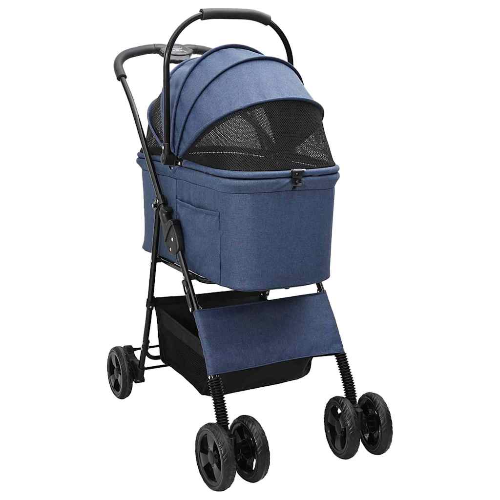 vidaXL Folding Pet Stroller Adjustable Blue 81 x 47 x 99 cm Polyester 3