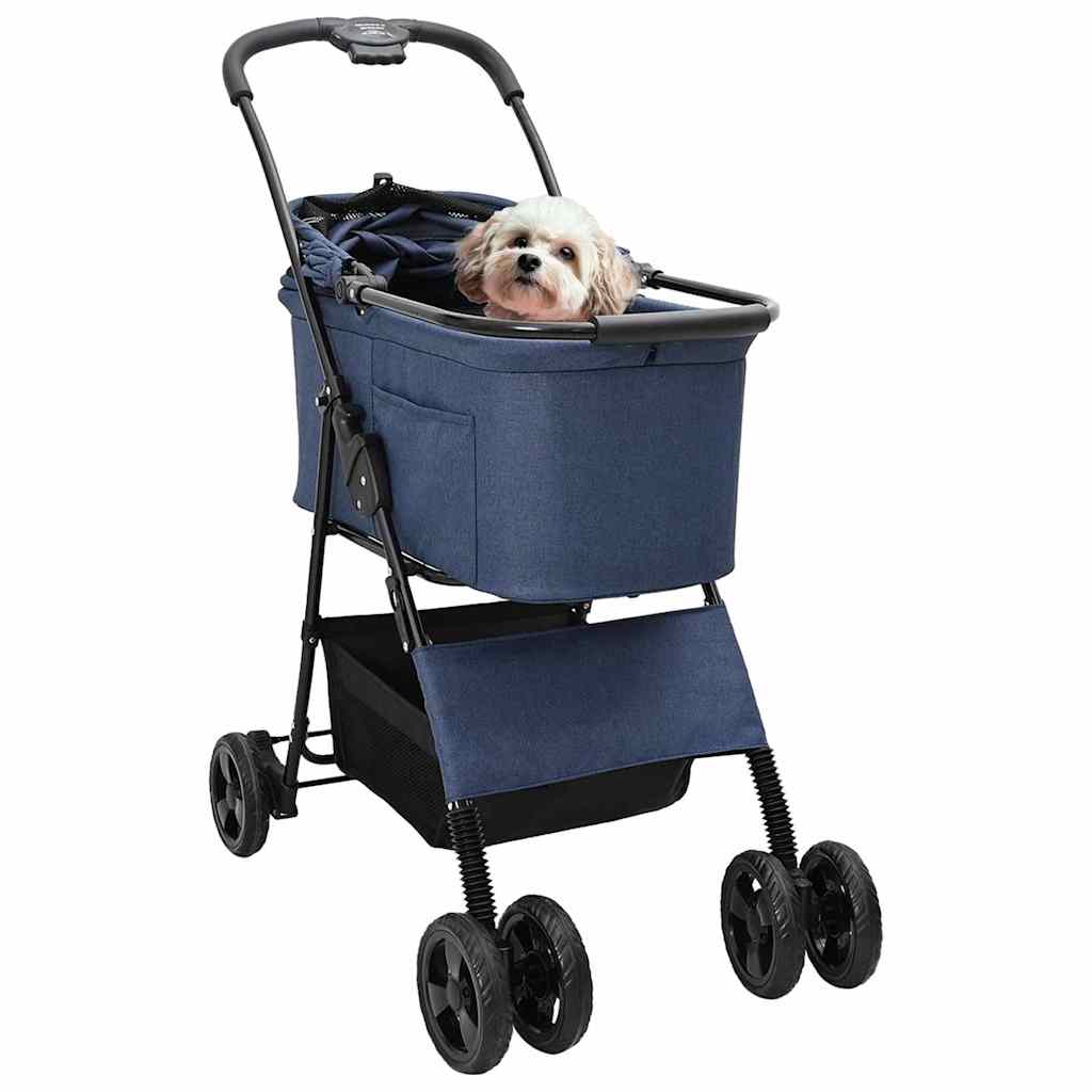 vidaXL Folding Pet Stroller Adjustable Blue 81 x 47 x 99 cm Polyester 2