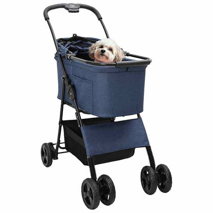 vidaXL Folding Pet Stroller Adjustable Blue 81 x 47 x 99 cm Polyester 2