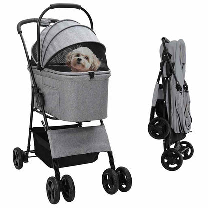 vidaXL Folding Pet Stroller Adjustable Grey 81 x 47 x 99 cm Polyester 1