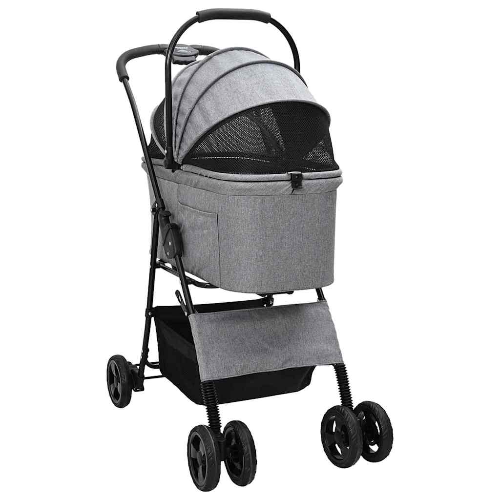 vidaXL Folding Pet Stroller Adjustable Grey 81 x 47 x 99 cm Polyester 3