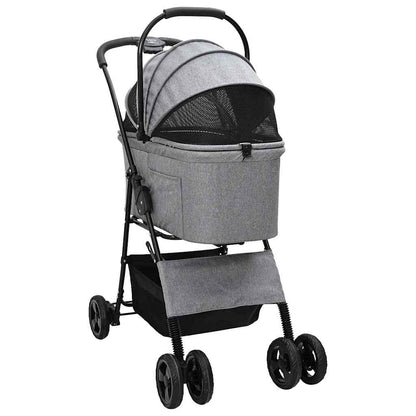 vidaXL Folding Pet Stroller Adjustable Grey 81 x 47 x 99 cm Polyester 3