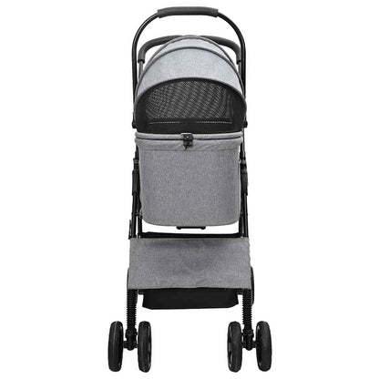 vidaXL Folding Pet Stroller Adjustable Grey 81 x 47 x 99 cm Polyester 6