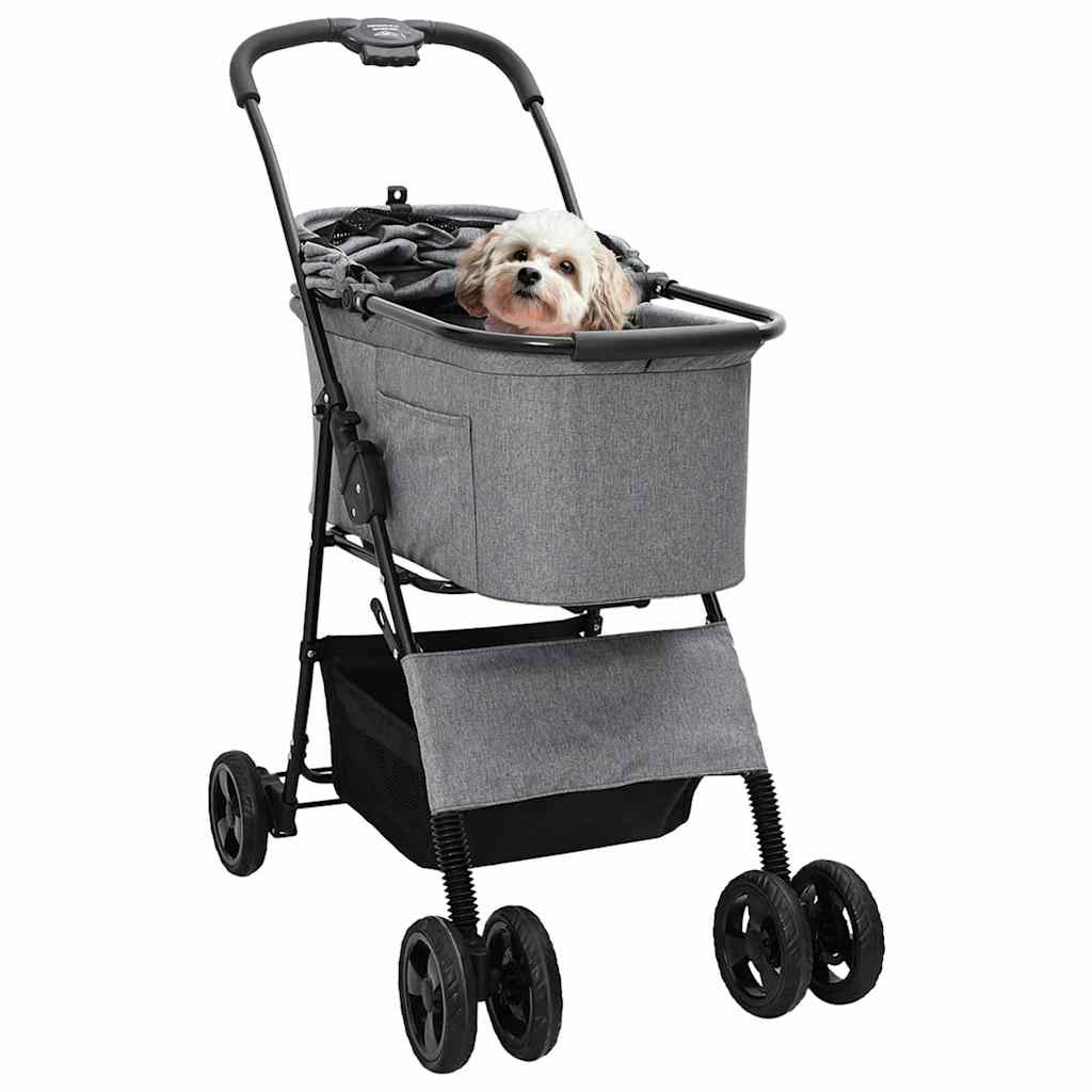 vidaXL Folding Pet Stroller Adjustable Grey 81 x 47 x 99 cm Polyester 2